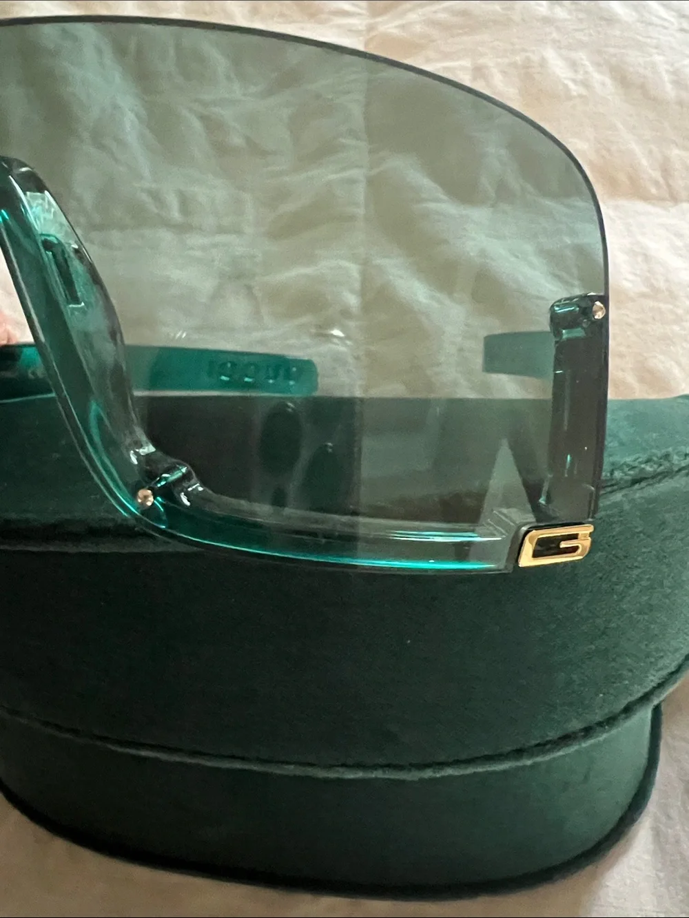 Gucci Teal Shield Sunglasses